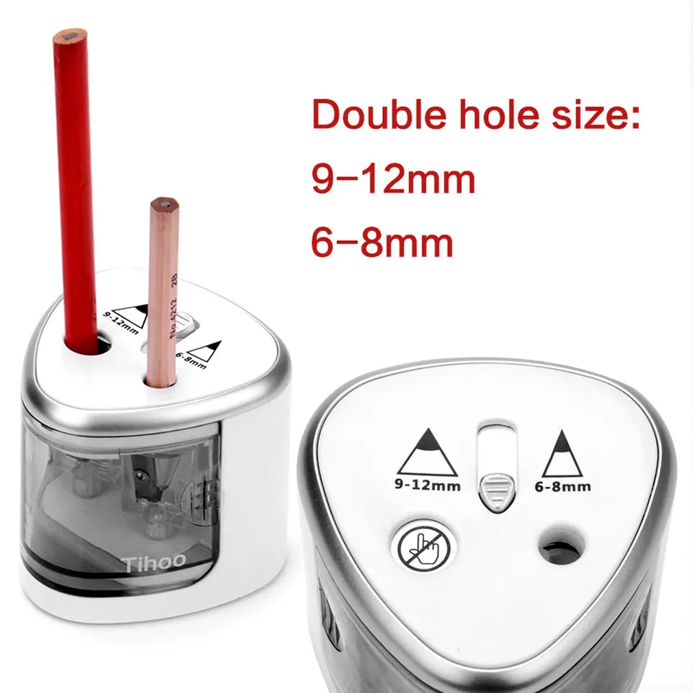 Unique 2 Compact Holes Art Sketch Electric Pencil Sharpener School Stationery Automatic Pencil Sharpener Office Accessories Unique 2 Compact Holes Art Sketch Electric Pencil Sharpener School Stationery Automatic Pencil Sharpener Office Accessories