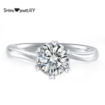 

Shipei Classic 925 Sterling Silver Gemstone Ring Fine Jewelry Created Moissanite Diamond Wedding Engagement Ring Anniversary