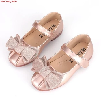 

New Spring Bow Kid Shoes Children Girls Dress Party Princess Leather Shoe Girl Fashion Flat Wedding Shoe 1 - 12 Years
