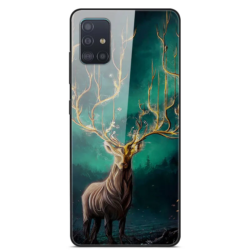 16 Для samsung Galaxy A71, чехол из закаленного стекла, жесткая задняя крышка, чехол для телефона, для samsung A71 A715F, TPU, бампер, чехол s для Galaxy A71 - Цвет: 16