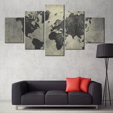 Pinturas de mapa de mundo abstracto para decoración del hogar, carteles de lienzo para decoraciones para el salón, accesorios, 5 piezas