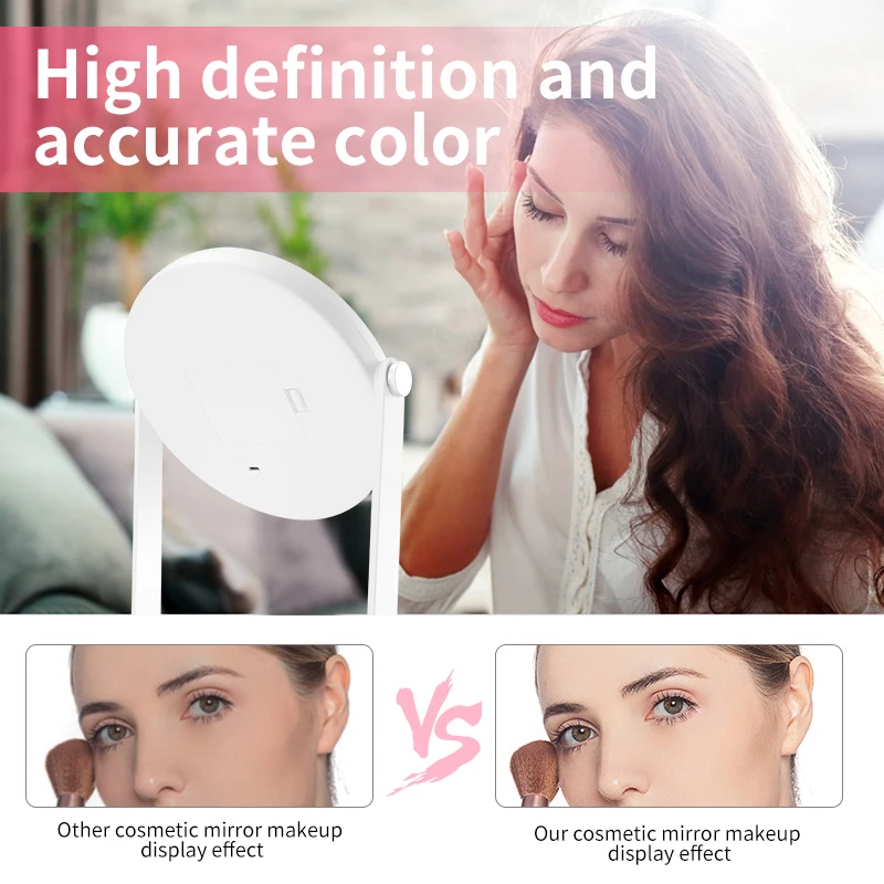 LED Lights Touch Screen Makeup Mirror Desktop Makeup Mirrors Bright Adjustable USB Or Batteries Use for 5