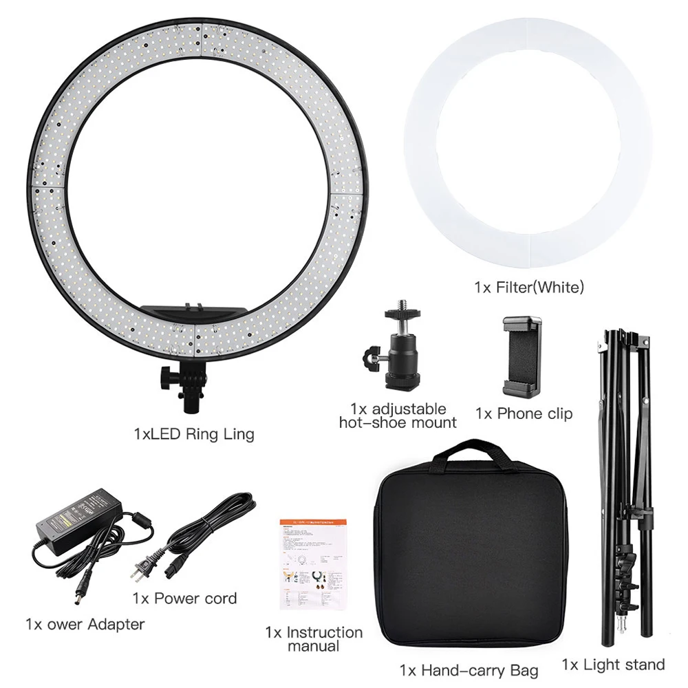 SPASH RL-12A LED Ring Light Photography Lighting Bi-color 3200K 5500K CRI90 Ring Lamps for Vlog Camera Youtube Photo Lamp 14inch 2
