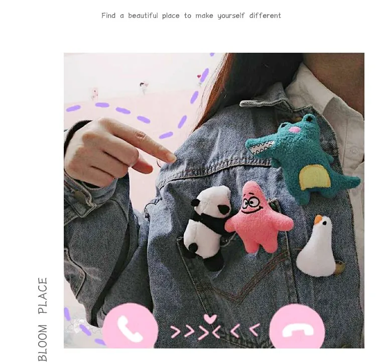 Korean Cute Cartoon Creative Dinosaur Crocodile Stereo Brooch Fabric Plush Clip Brooch Clothes Bag Accessories