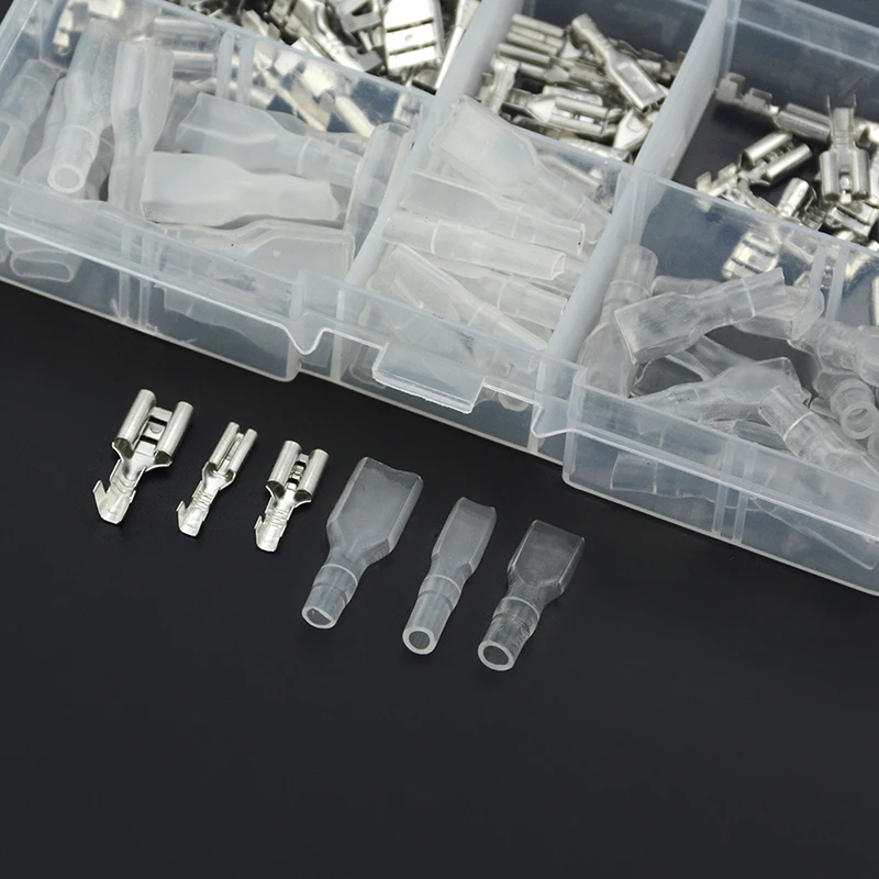 120PCS/box Silver Insulated Wire Connector Electrical Wire Crimp Terminals 2.8 4.8 6.3mm Spade Connectors Assortment Kit