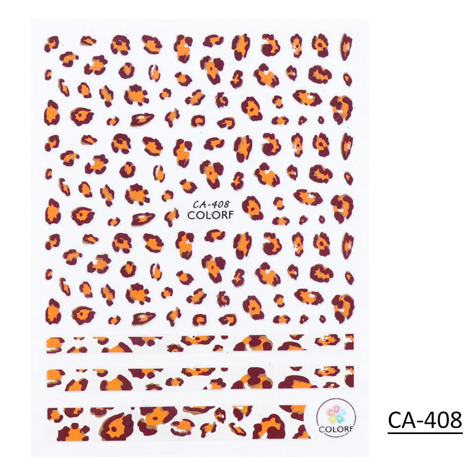 CA408 1 шт Leopard наклейки для ногтей 3D клей сексуальный дизайн переводные наклейки ползунок Полный Обертывания декоративный Маникюр SACA401-409-1 - Цвет: CA408
