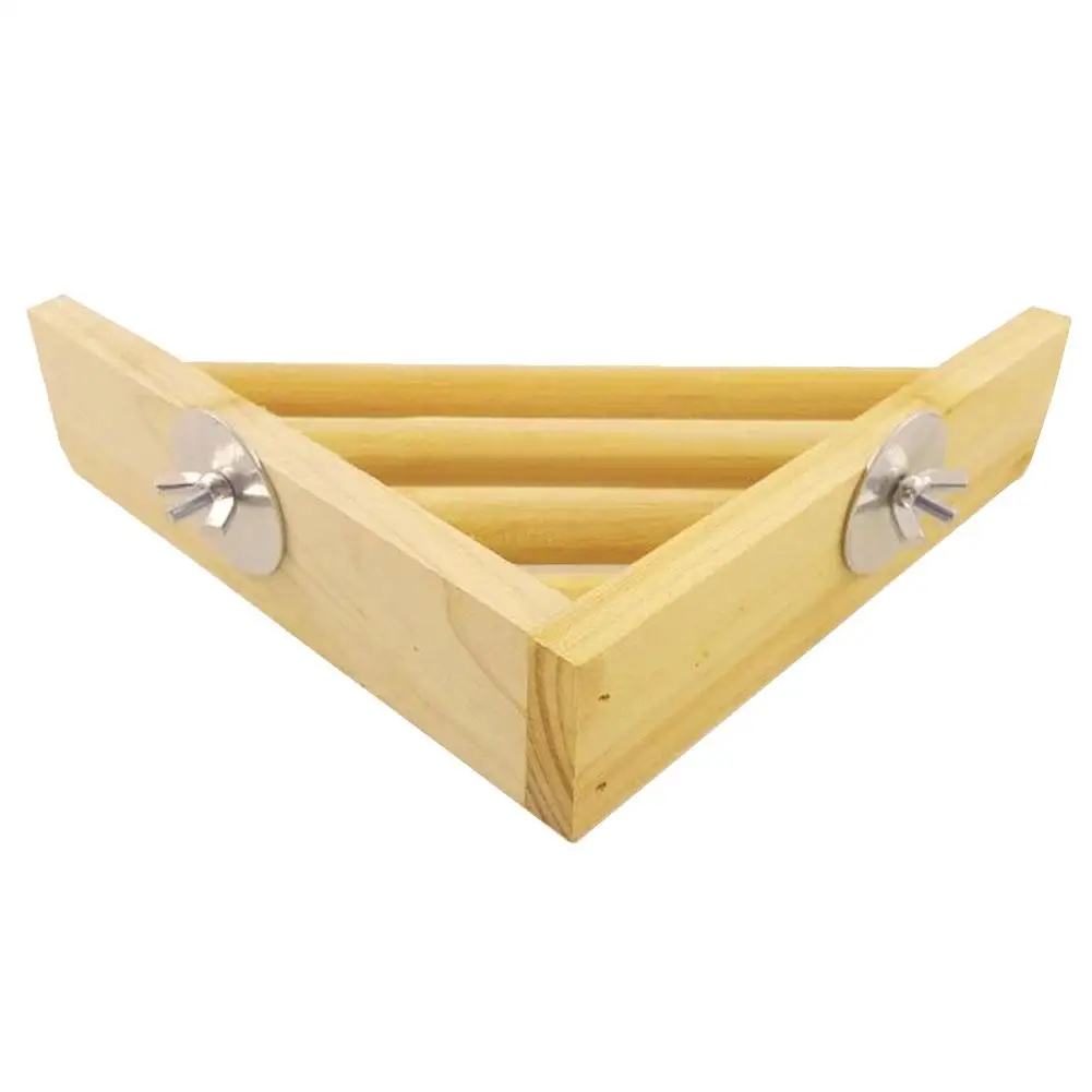 AUGKUN Wood Bird Perch Stand Toy Corner Shelf Laddered Platform Pet Perch Tray For Small Animals Rat Cockatiel Lovebird