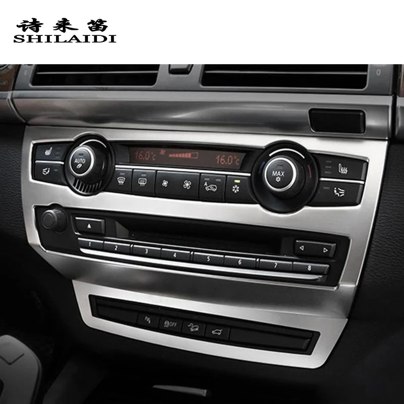 Автомобильный стайлинговый центр консоль кондиционер объем рамка для CD отделка для BMW X5 E70 X6 E71 крышка из нержавеющей стали наклейка аксессуары