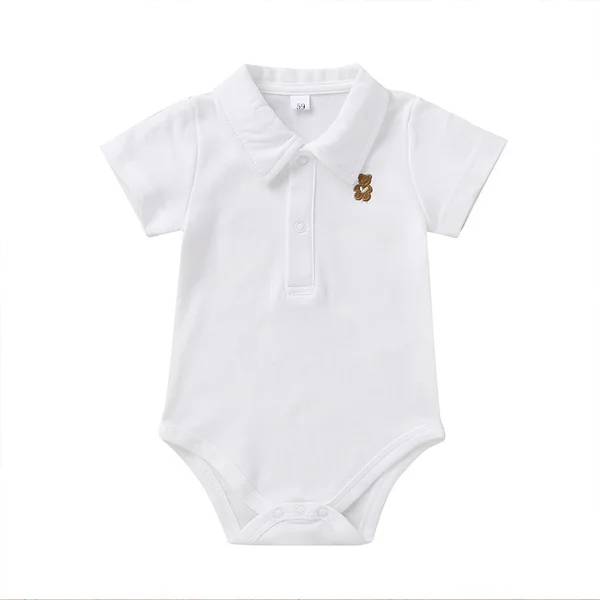 Детский прочный комбинезон для новорожденных, боди для новорожденных, одежда для маленьких мальчиков и девочек, короткий рукав 3-12 месяцев - Цвет: White