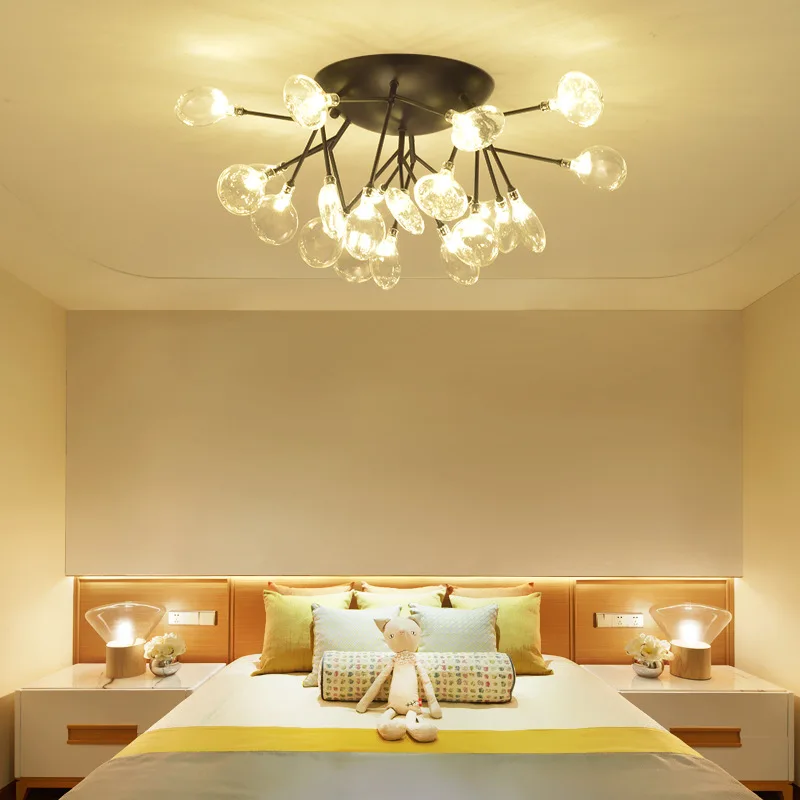 

Nordic Black LED ceiling light Firefly creative fixtures Postmodern Iron lamps for living room restaurant bedroom home deco