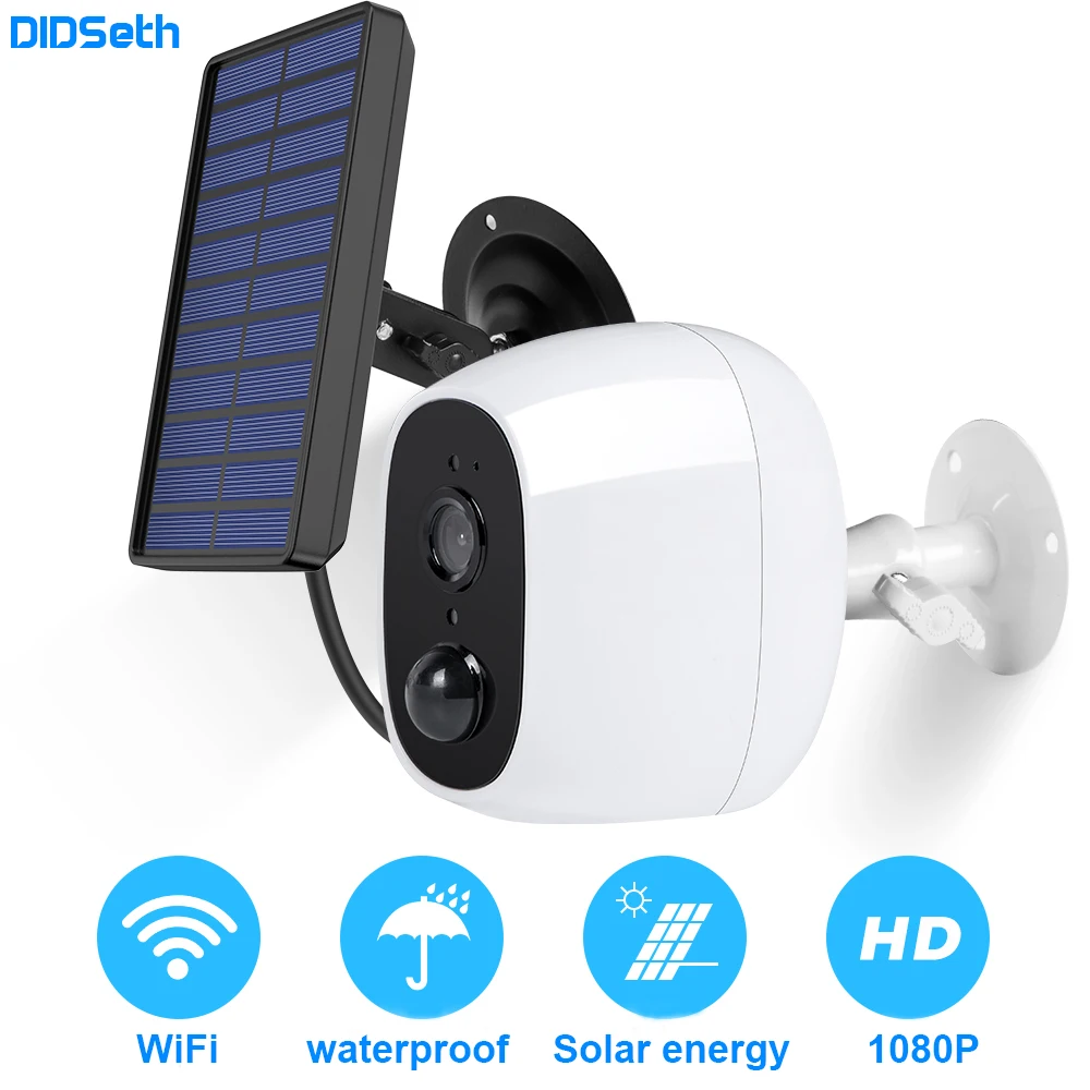 

DiDseth 1080P Outdoor Solar Camera Wifi Wireless Rechargeable Battery IP Camera PIR Motion Sensor Security Video Surveillance