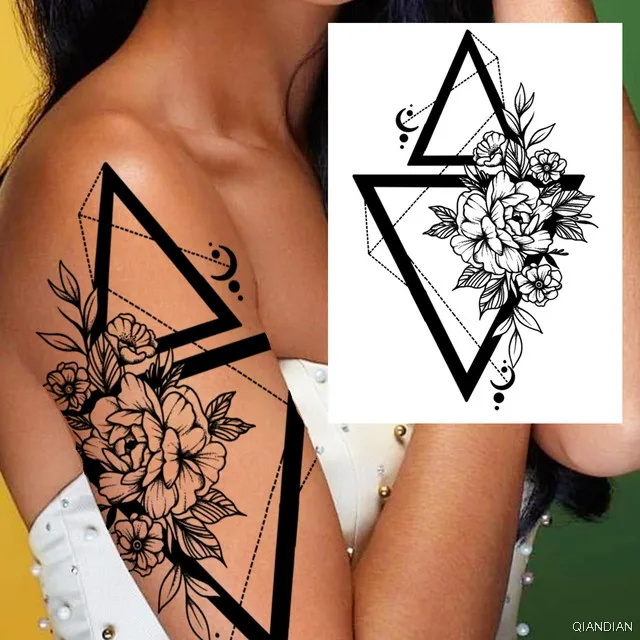 Wasserdicht Temporäre Tätowierung Aufkleber Krieger Schädel Wolf Flash Blume Feder Tattoo Frau Schwarz Körper Kunst Gefälschte Hülse Tattoo Mann – Detail 6