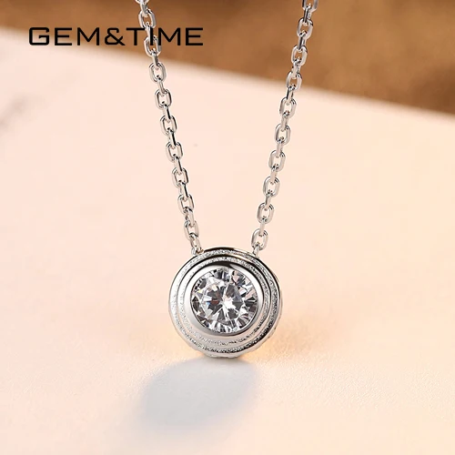 Gem&Time, натуральный Малахитовый круглый кулон, ожерелье, 925 пробы, серебряное ожерелье из циркона, ожерелье, хорошее ювелирное изделие, ожерелье, SN0137