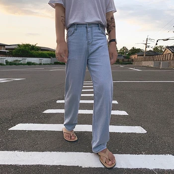 

EWQ / men's wear Korean trend straight denim trousers for male 2020 spring summer new loose blue jeans fashion all-match 9Y2231