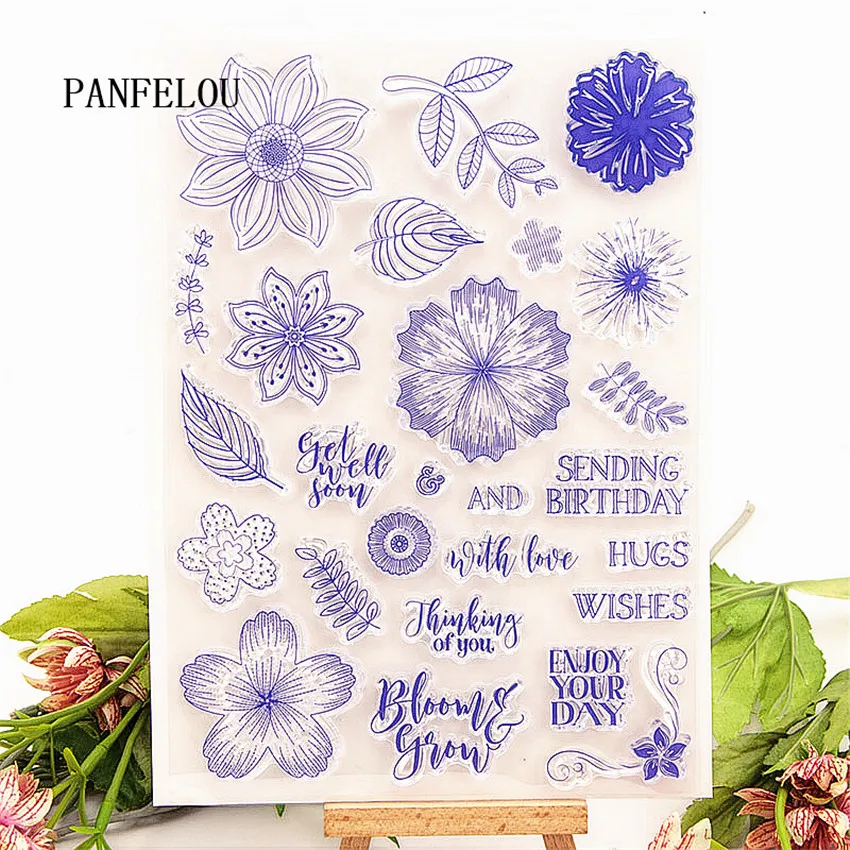 PANFELOU 15x21 см Красивые цветы прозрачные силиконовые резиновые штампы мультфильм