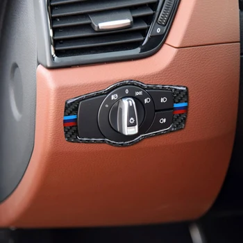 

Carbon Fiber Car Headlamp Switch Trim Refit Sticker Switch Frame Decor Stickers Car Styling For BMW X1 E84 2011-2015