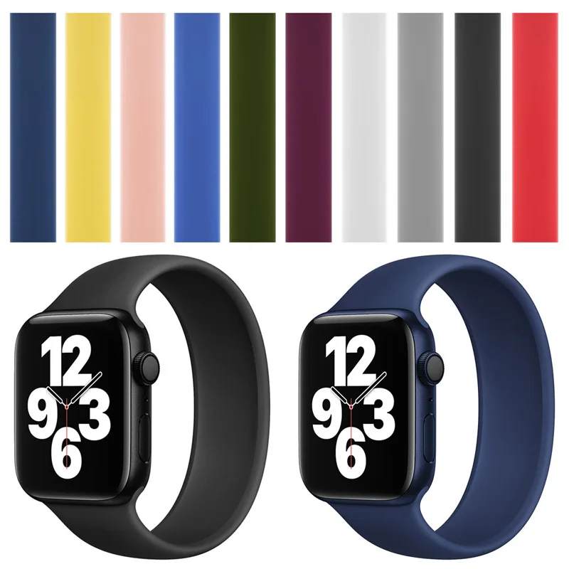 

Strap for Apple Watch 6 Band 40mm 44mm For iWatch serie 4/5/6/SE Elastic Belt Silicone Solo Loop bracelet watch band 42mm 38mm