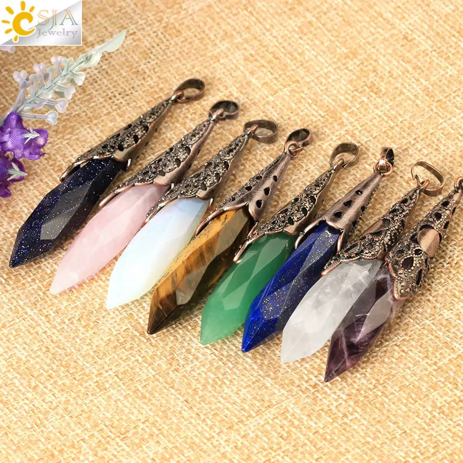 Crystal Pendulum Natural Stone Shuttle Pendant 2