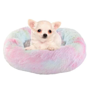 

Bed for Dogs Cats Faux Fur Donut Dog Beds for Medium Dogs Modern Soft Plush Round Pet Bed Beds Marshmallow Bed