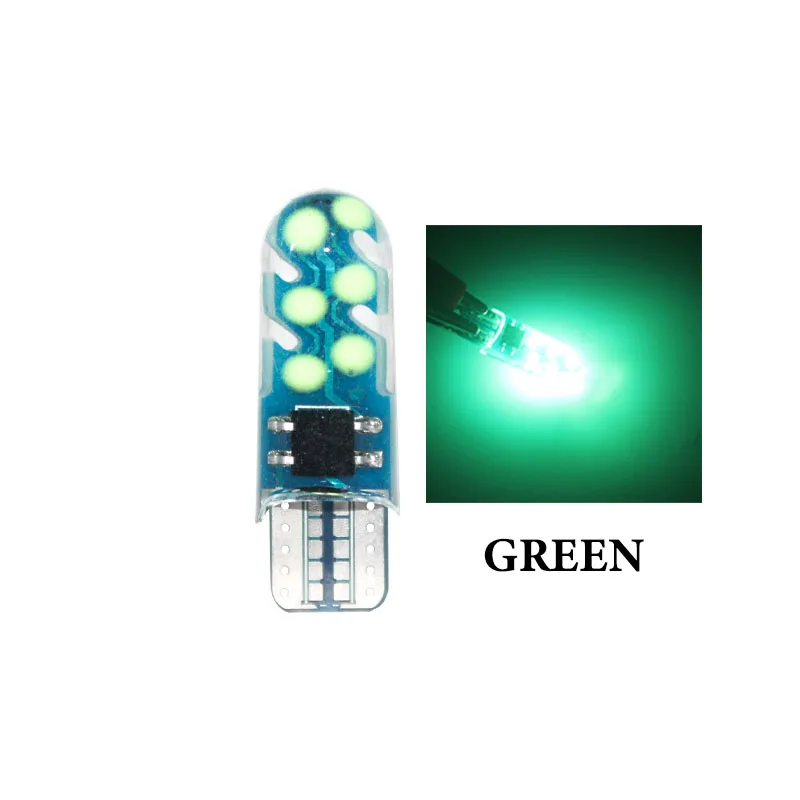 Зеленый 100 шт. Автомобильный светодиодный T10 w5w 194 12SMD Светодиодный лампочки Canbus без ошибки силиконовый светодиодный Светлый купол разрешение на парковку пластина лампы 12V - Испускаемый цвет: Зеленый