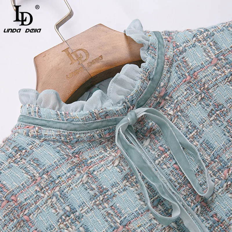 LD LINDA DELLA Autumn Winter Women Tweed Weave