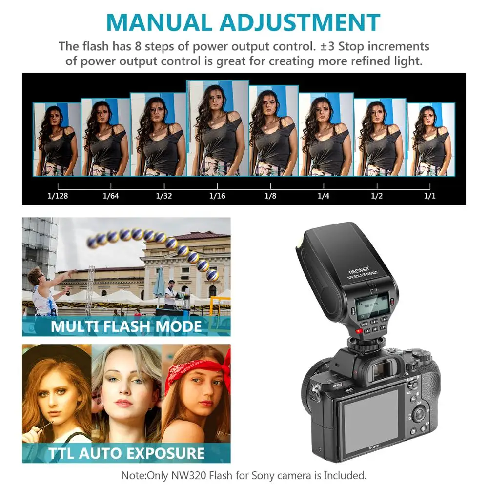 Neewer NW320 TTL LCD Дисплей Вспышка Speedlite для sony a9 a7III a7RIII a7II a7RII a7SII a7 a7R a7S a6500 a6300 a6000 a77II