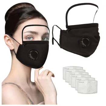 

Adult Breathable Face Mask Cloth Face Shield Reusable Mouth Mask Washable Mouth Caps With Filter And Eye Shield