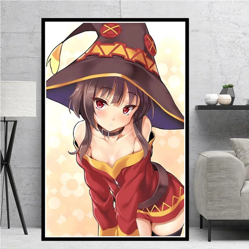 Плакатный принт KonoSuba MEGUMIN милая девушка Япония Аниме подарок чернила холст масляная живопись художественная стена картины для гостиной домашний декор