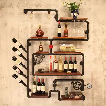 

Artistic Wine Rack Set Wall Mounted Shelves for Glassware Creative Bottle Organizer for Storage Display House Decoration