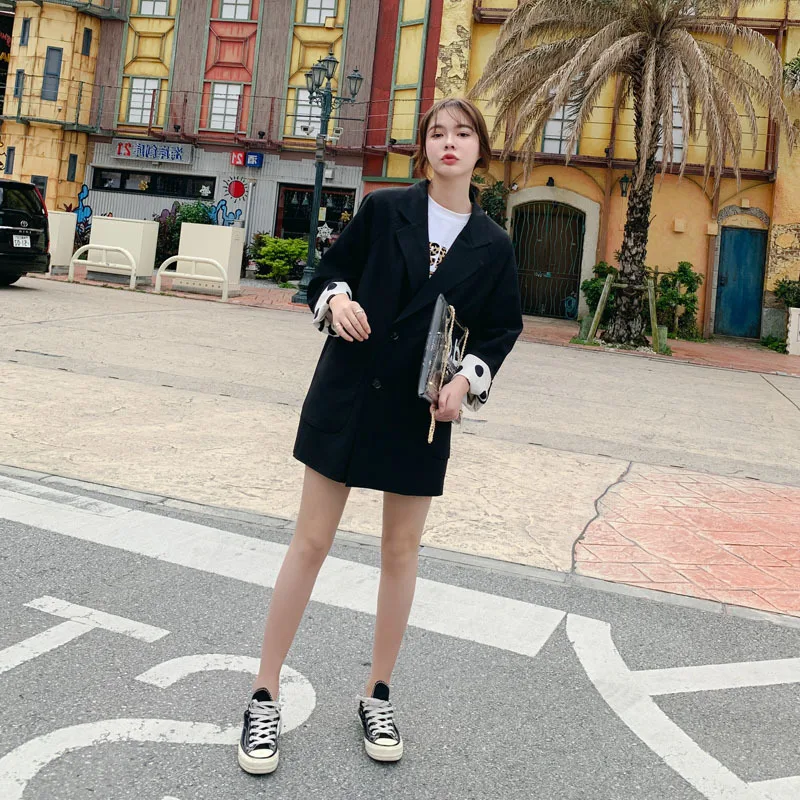 

Photo Shoot CHIC Black And White with Pattern Small Suit Coat Women's Korean-style Loose-Fit Spring And Autumn New Style Online