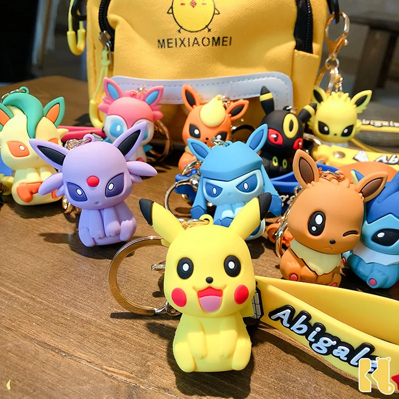 Kawaii Pokemon Pikachu muñecas llavero PVC Pokemon acción anillo con figura TOMY dibujo animado Anima Mini figura modelo de los niños juguetes de los niños regalo