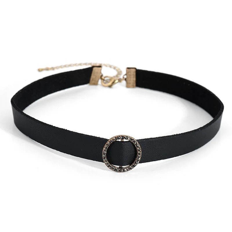 

Punk fashion black tight velvet suede collar minimalist necklace for women Indian black zircon collarbone elegant female jewelry