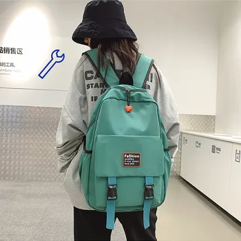 

Women Cover Backpack solid color Nylon Large Capacity School Bag Laptop Shoulders Bag Youth Backpack Teenagers school bags