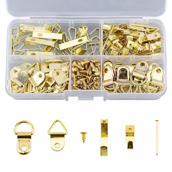 

180pcs Boxed Metal European Style Seamless Nail Wall Nail Photo Frame Pendant Hook Wire Rope Set Hanging Hooks Kit