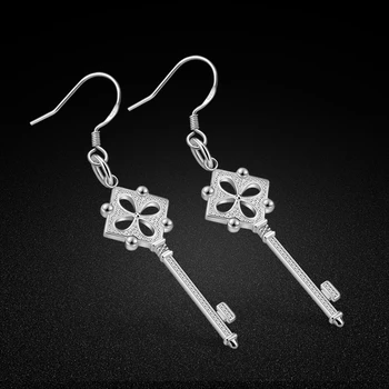 

Classic 925 Sterling Silver Earrings Women's Key Earrings Solid Silver Non-allergic Earrings Jewelry Birthday Gift Free Gift Box