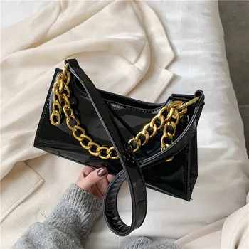 

Women's Shoulder Bag Strap Female Saddle Pu Leather Ladies Handle Bags Chains Fashion Solid Designer Bags Famous Brand Woman