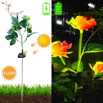 

Solar Rose Flower Lights with Transparent Butterfly White LED Light Waterproof Landscape Night Garden Lawn Waterproof Lamp