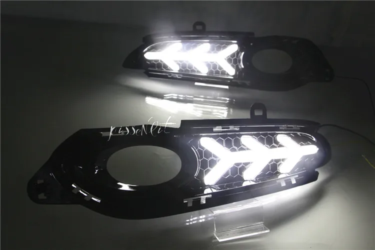 Подходит для Honda HRV HR-V VEZEL автомобиля DRL вождения Дневной ходовой светильник DRL с мигающим желтым поворотом противотуманная лампа реле Дневной светильник