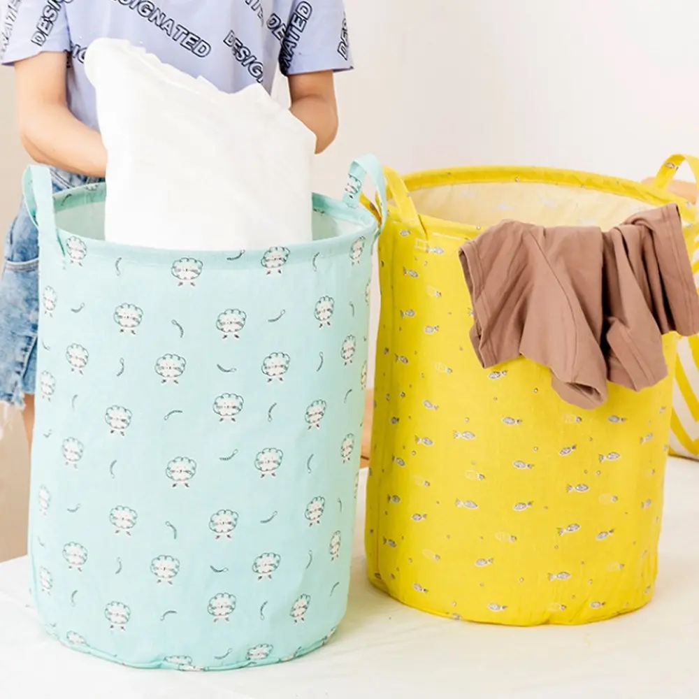 2021 New Super Large Laundry Basket With Drawstring Round Dirty Clothes Toys Folding Bucket Anti-dust Big Storage Barrel Hamper