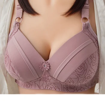 

Bra Plus Size For Big Breasted Women Wire Free Thin Unpadded Three Quarters Summer Style Daily Wear Comfort Lingerie Bra 2020