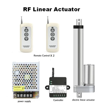 

Linear Actuator 12V + 2pcs RF Remote Control + Power Supply 50mm 100mm 150mm 200mm Stroke 1000N Metal Gear Electric Linear Motor