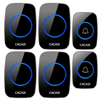 

CACAZI Wireless Doorbell Waterproof 2 Button 4 Receiver 300M Remote Home Intelligent LED Night Light Call Bell US EU UK AU Plug