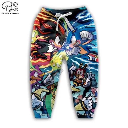 kids pants Детские толстовки с принтом «Супер Соник», с принтом «ЁЖ», с 3d галактикой, комплект с мультяшным рисунком для малышей, толстовка с рисунком аниме для мальчиков, пальто на молнии, штаны - Цвет: kids pants