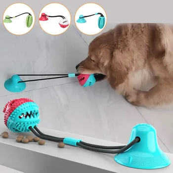 

Pet Dog Toys Rubber Suction Cup Leakage Food Toys Pet Bite Chew Ball Toy Dog Food Dispensing Ball Puppy Interactive Molar Toys