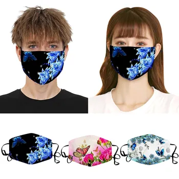 

38# Men Women Butterfly Print Mouth Mask Dustproof Windproof Pm2.5 Masks Mouth Cover Face Shiled Replaceable Mouth Masks