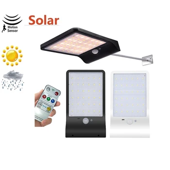 

48 LED 450LM Solar Lamp Human Body Induction Wall Light 3 Modes Dimmable Outdoor Garden Yard Path Lamp with Remote Control wall+