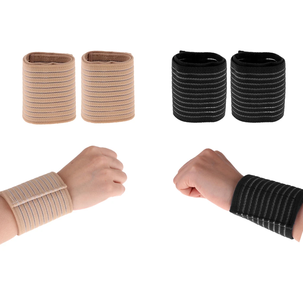 2 Pairs Premium Gym Hand Wristband Wrist Brace Compression Wrap Support, Adjustable & Wear-resisting