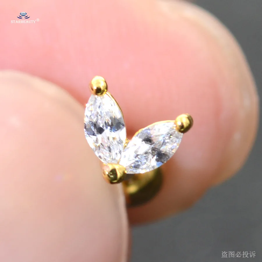 M5312 Gold 1 шт. 1,2x6 мм милый цветок Звезда Крест Корона трагус пирсинг Спираль пирсинг Стад Daith серьги-Спирали Кольцо для носа и уха пирсинг ювелирные изделия - Окраска металла: M5312 Gold