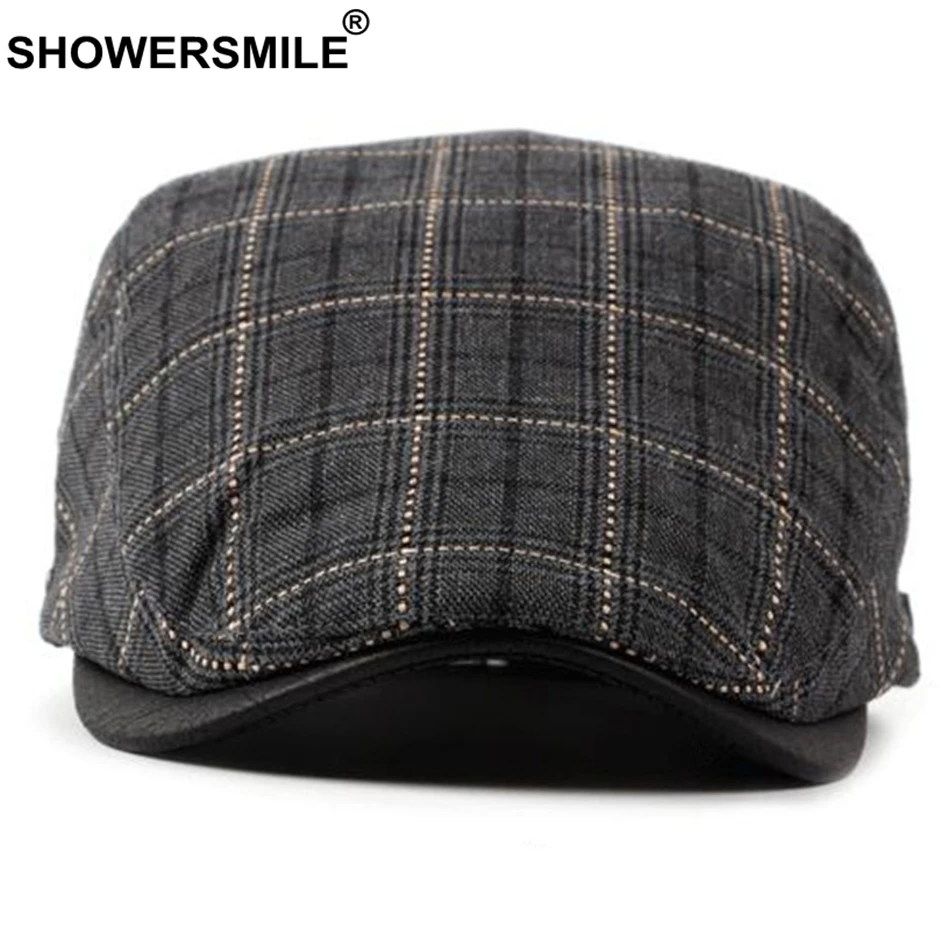 Shower Smile классические береты для мужчин клетчатая хлопковая Регулируемая плоская
