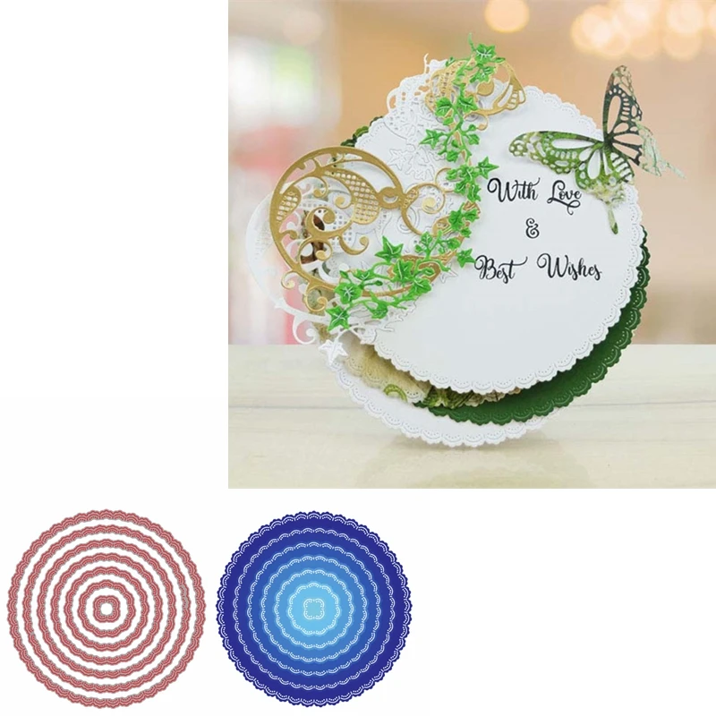Кружевные круглые штампы для изготовления открыток разные размеры накладные